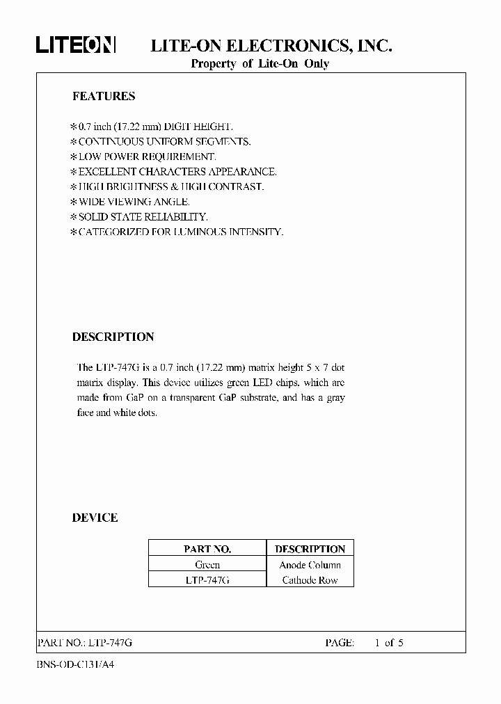 LTP-747G_776126.PDF Datasheet