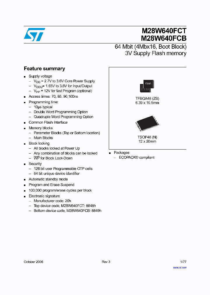 M28W640FCB10N1E_577136.PDF Datasheet