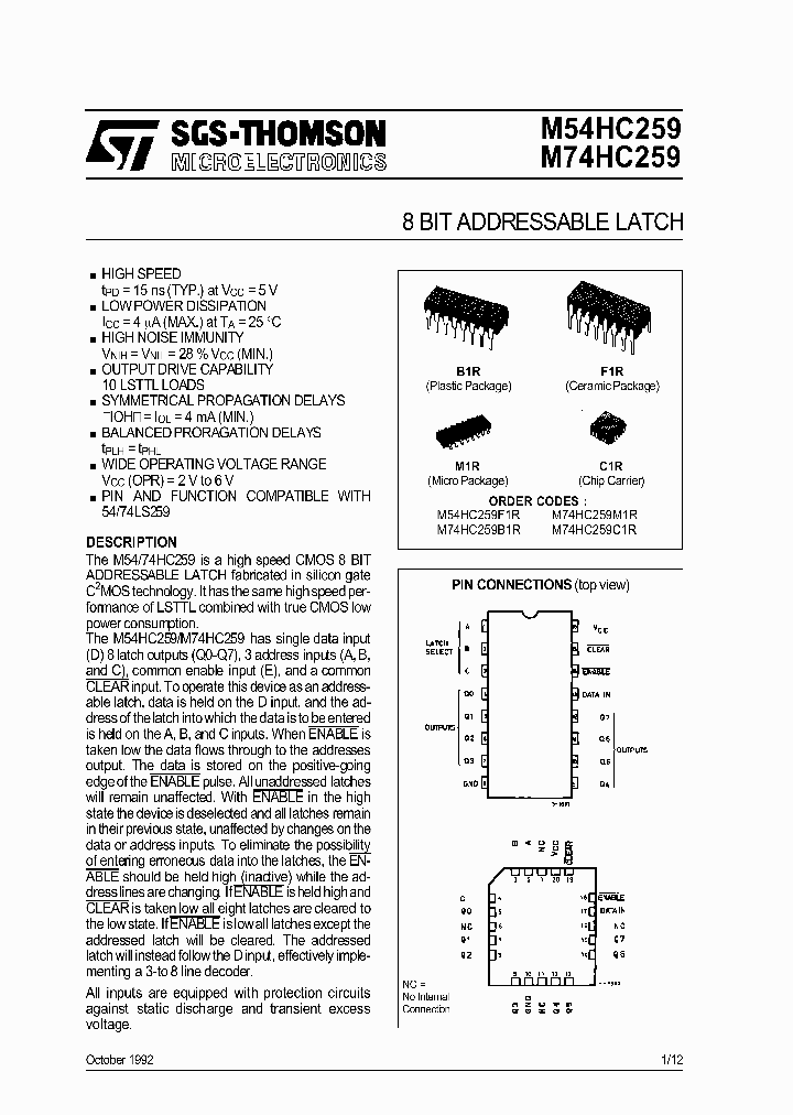 M74HC259_95628.PDF Datasheet