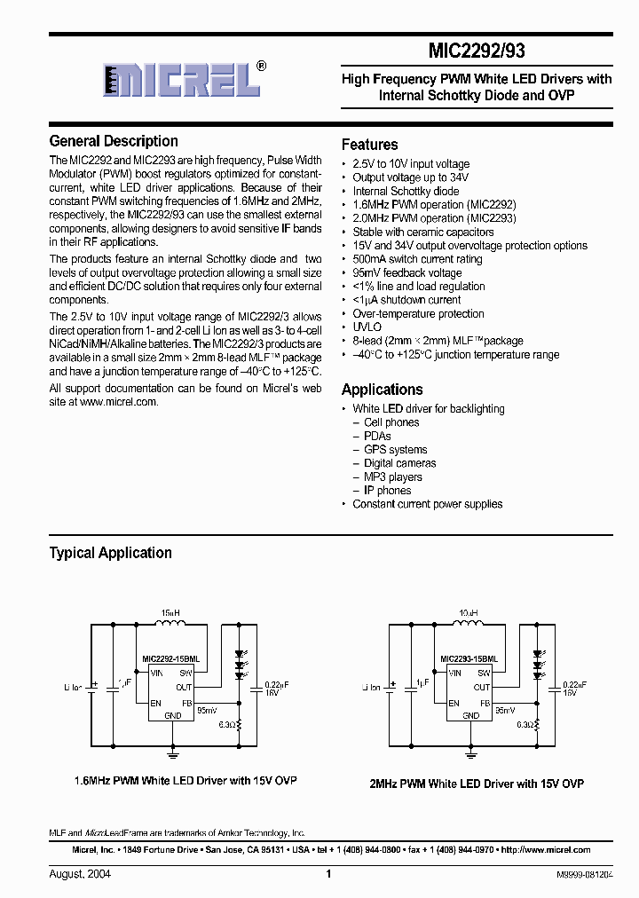 MIC2292-15YML_733685.PDF Datasheet