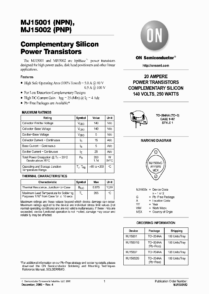 MJ15001G_569074.PDF Datasheet