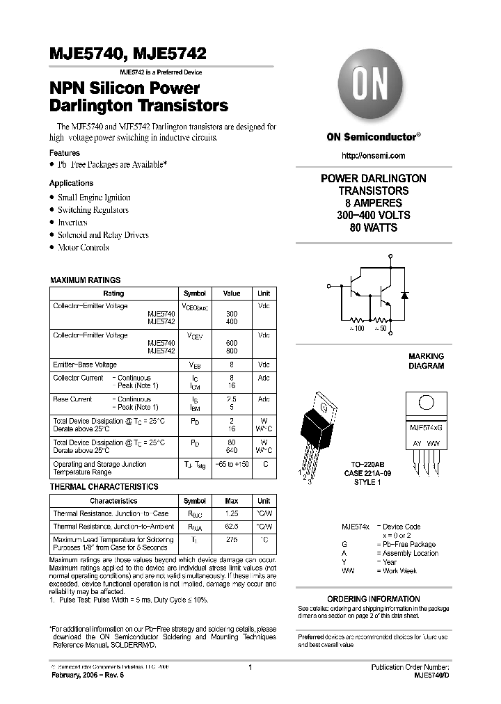 MJE5740G_742769.PDF Datasheet