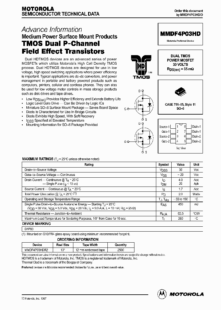 MMDF4P03HD_739275.PDF Datasheet