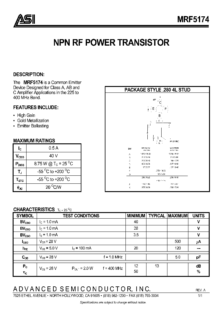 MRF5174_582713.PDF Datasheet