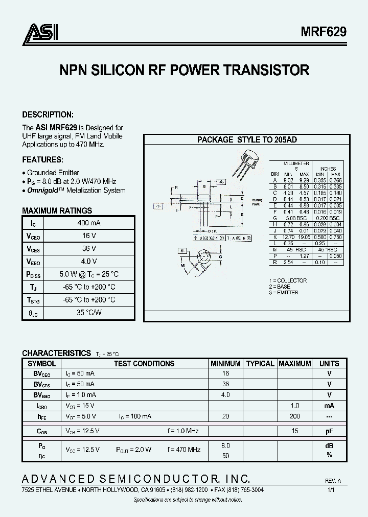 MRF629_650376.PDF Datasheet
