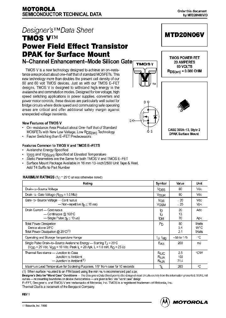 MTD20N06V_580902.PDF Datasheet