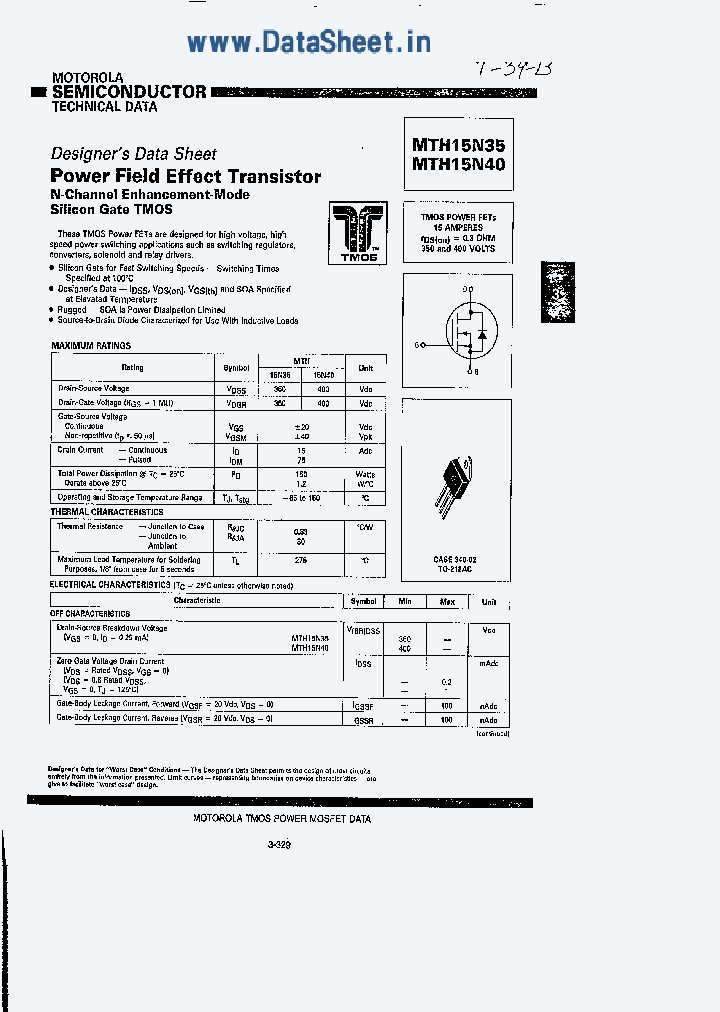 MTH15N40_583600.PDF Datasheet