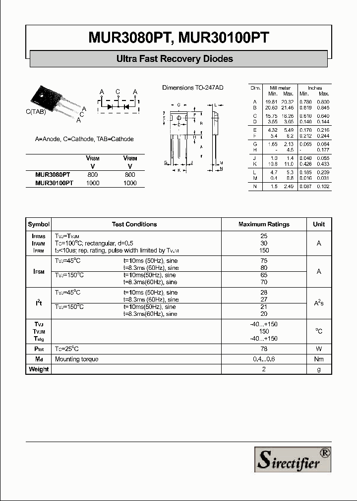 MUR30100PT_431889.PDF Datasheet