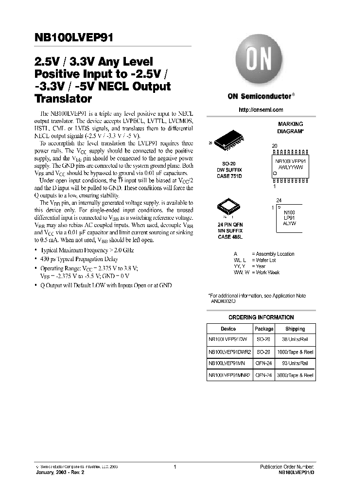 NB100LVEP91DW_755672.PDF Datasheet