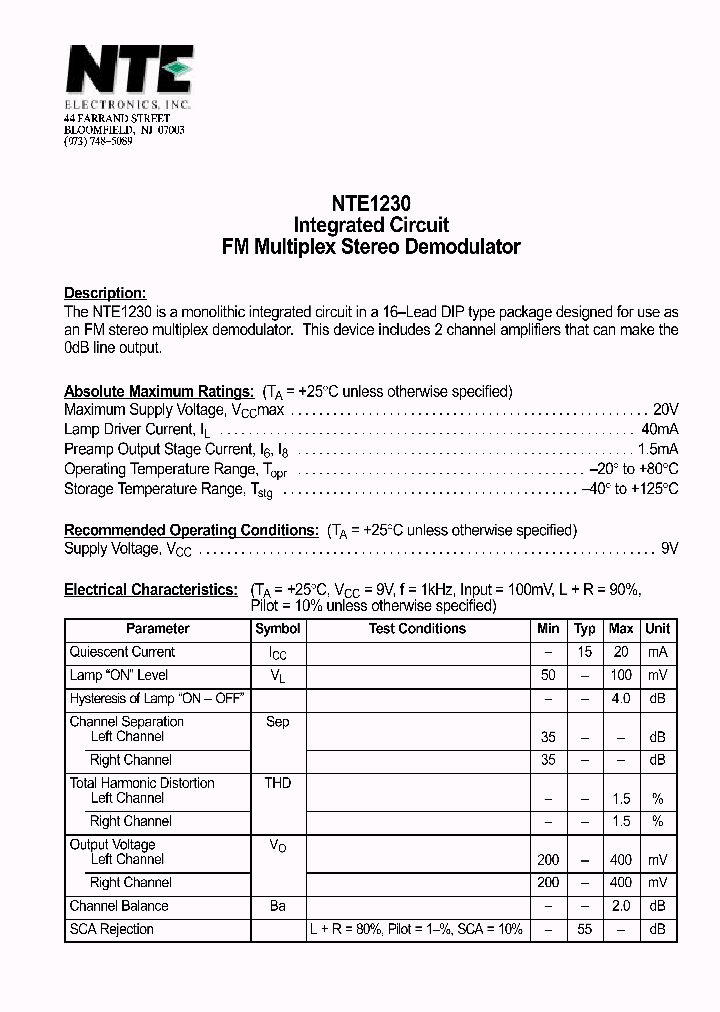 NTE1230_629841.PDF Datasheet