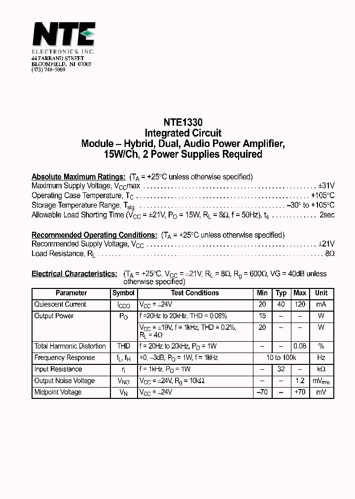 NTE1330_700051.PDF Datasheet