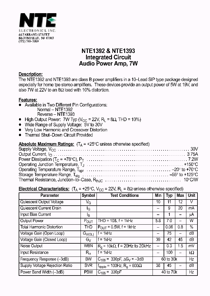 NTE1392_559496.PDF Datasheet