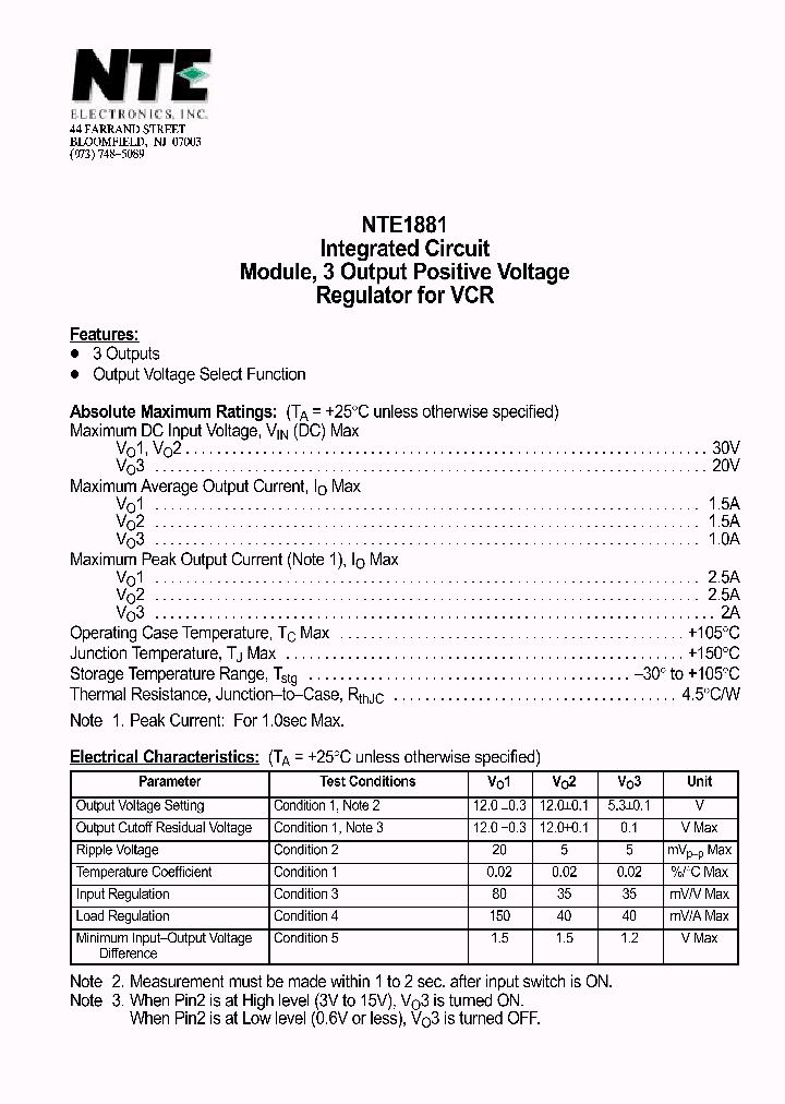 NTE1881_597515.PDF Datasheet