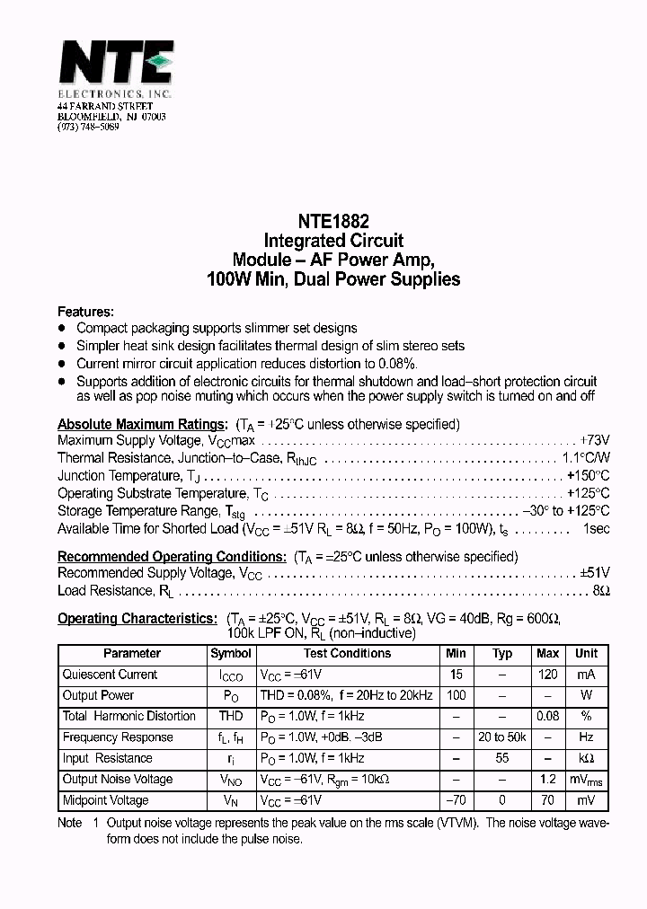 NTE1882_597516.PDF Datasheet