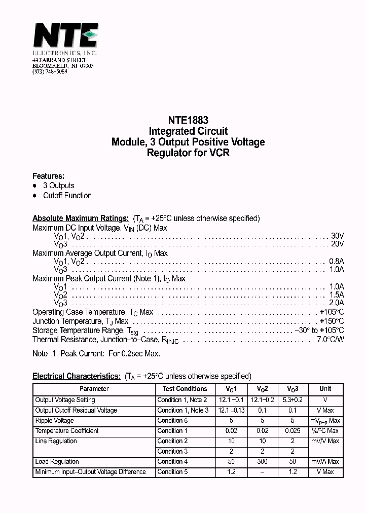 NTE1883_597517.PDF Datasheet