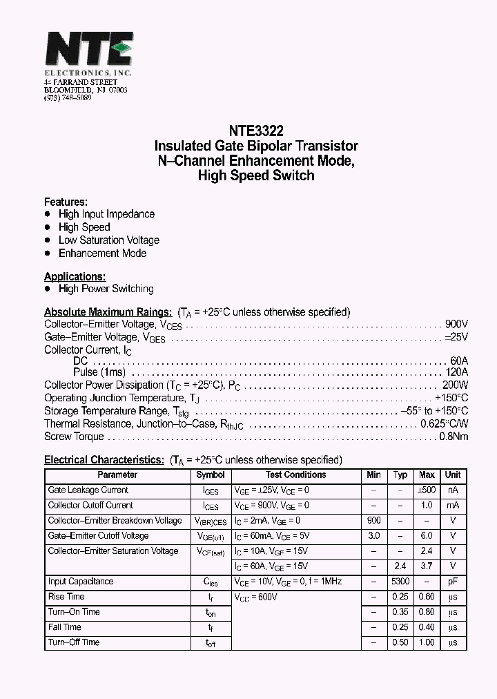 NTE3322_703565.PDF Datasheet