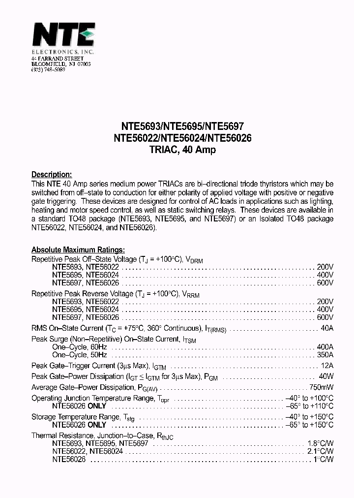 NTE56022_358207.PDF Datasheet