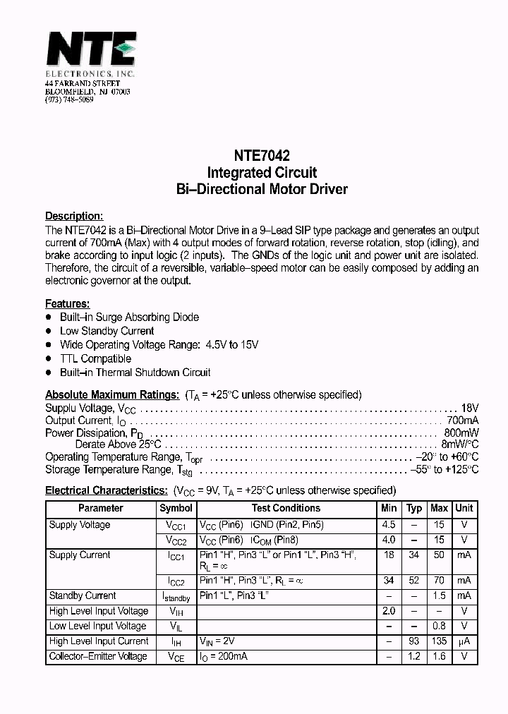 NTE7042_761614.PDF Datasheet
