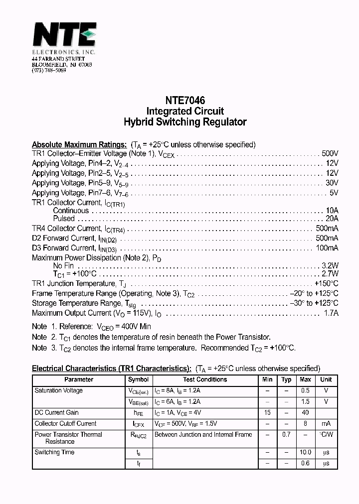 NTE7046_761819.PDF Datasheet
