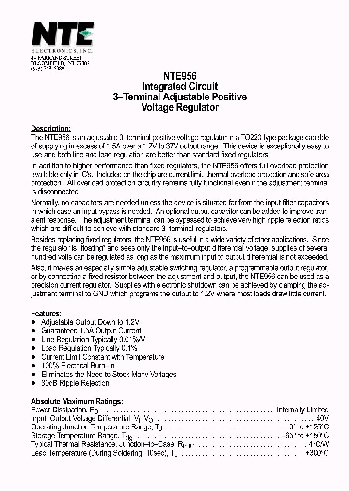 NTE956_599703.PDF Datasheet