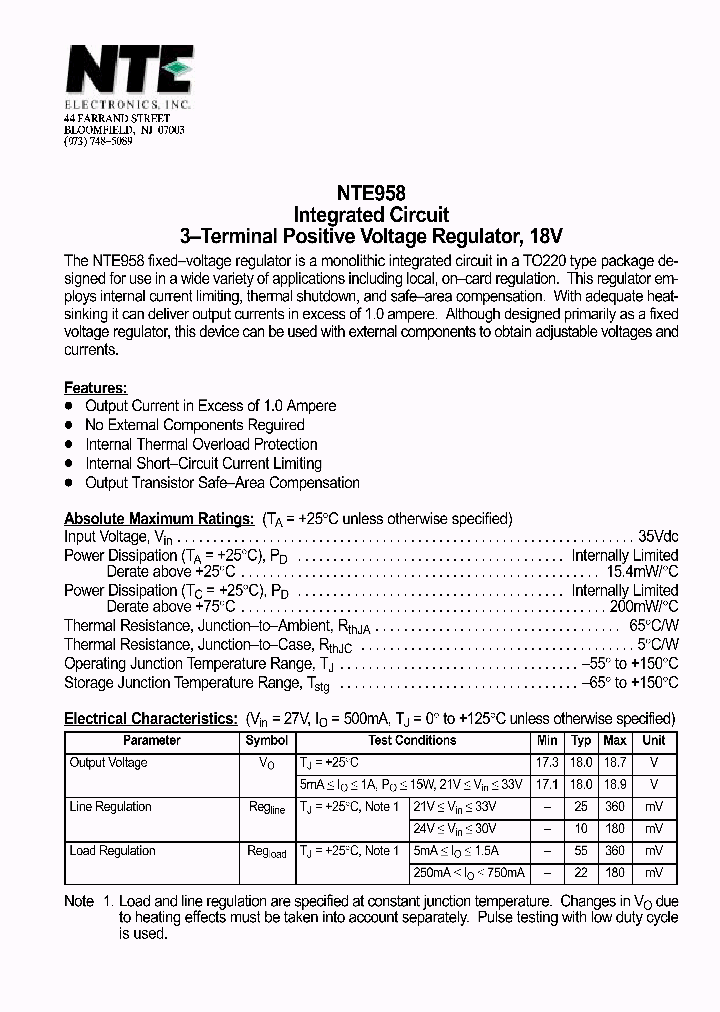NTE958_599701.PDF Datasheet