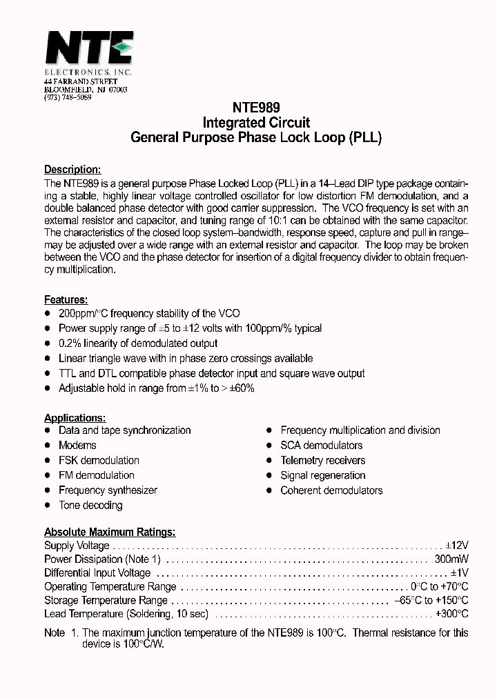 NTE989_646891.PDF Datasheet