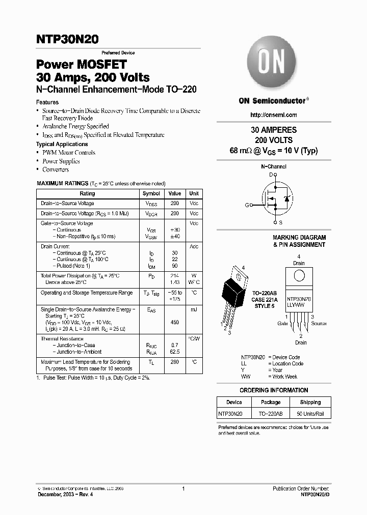 NTP30N20_559191.PDF Datasheet