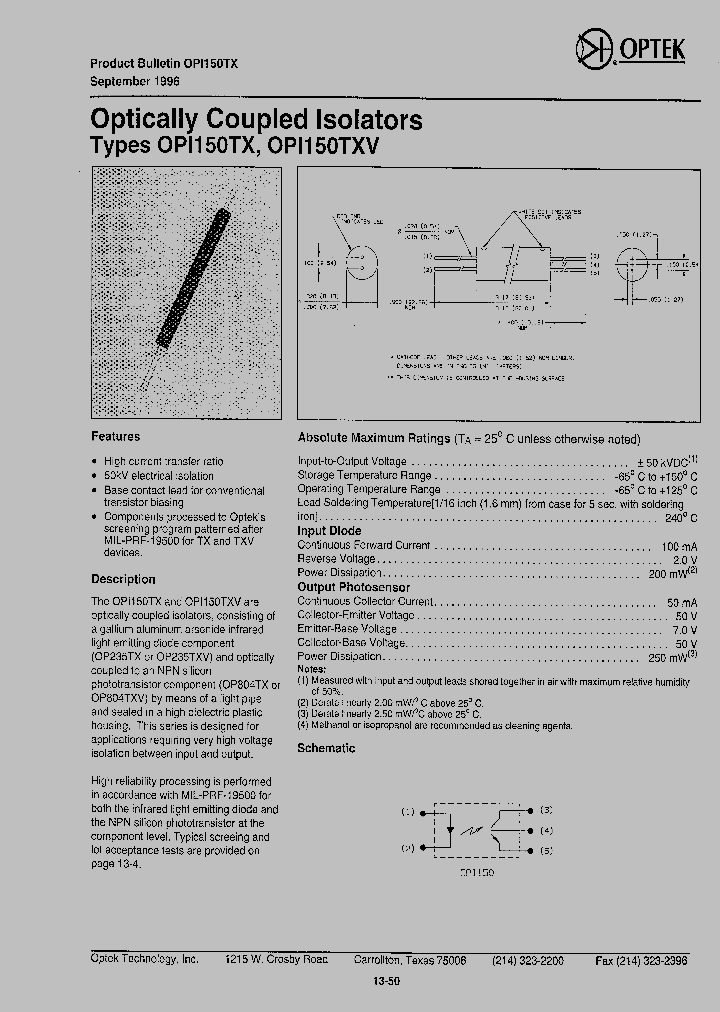 OPI150TXV_579129.PDF Datasheet