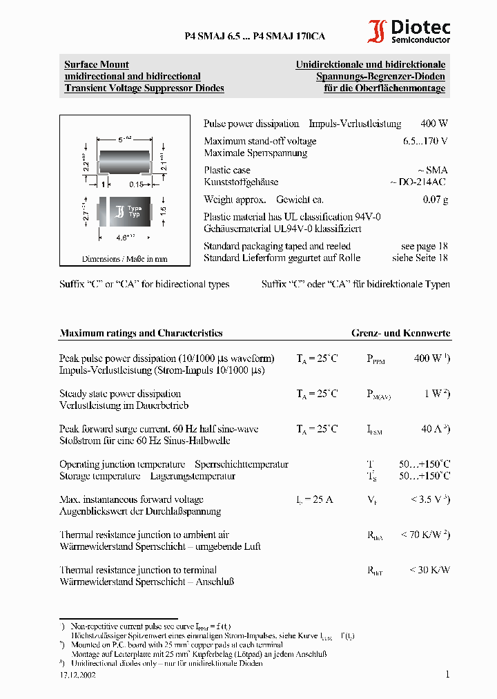 P4SMAJ170_586101.PDF Datasheet