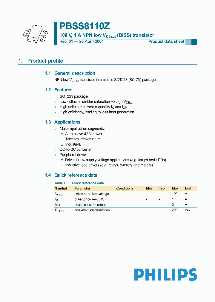 PBSS8110Z_676202.PDF Datasheet