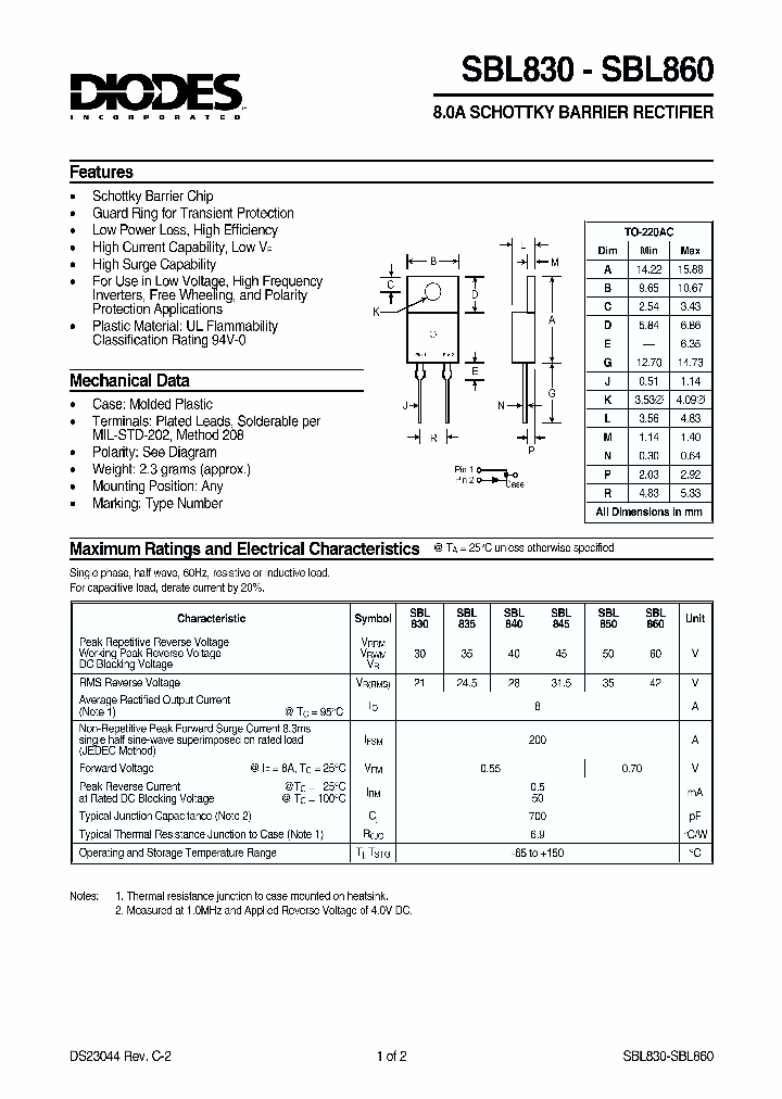 SBL860_731635.PDF Datasheet
