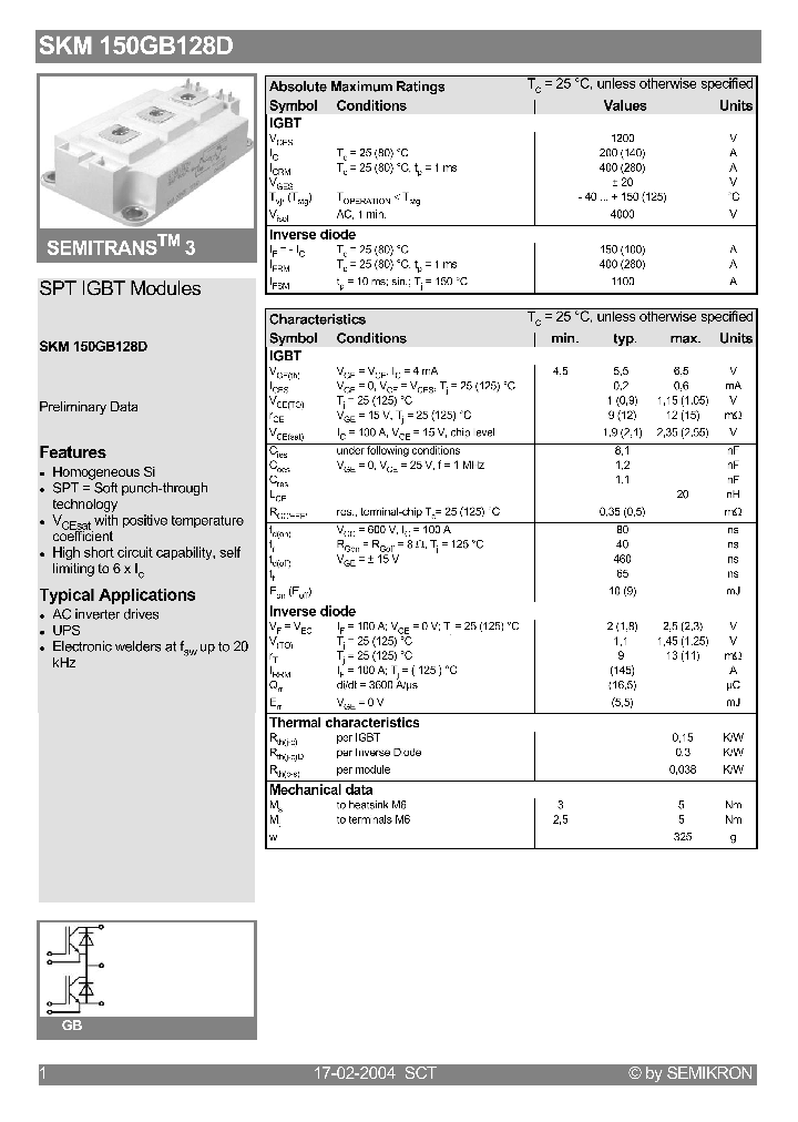 SKM150GB128D_639200.PDF Datasheet