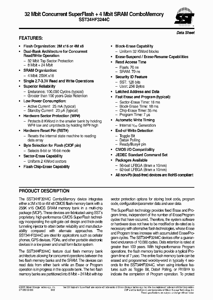 SST34HF3244C-70-4E-L1PE_735781.PDF Datasheet