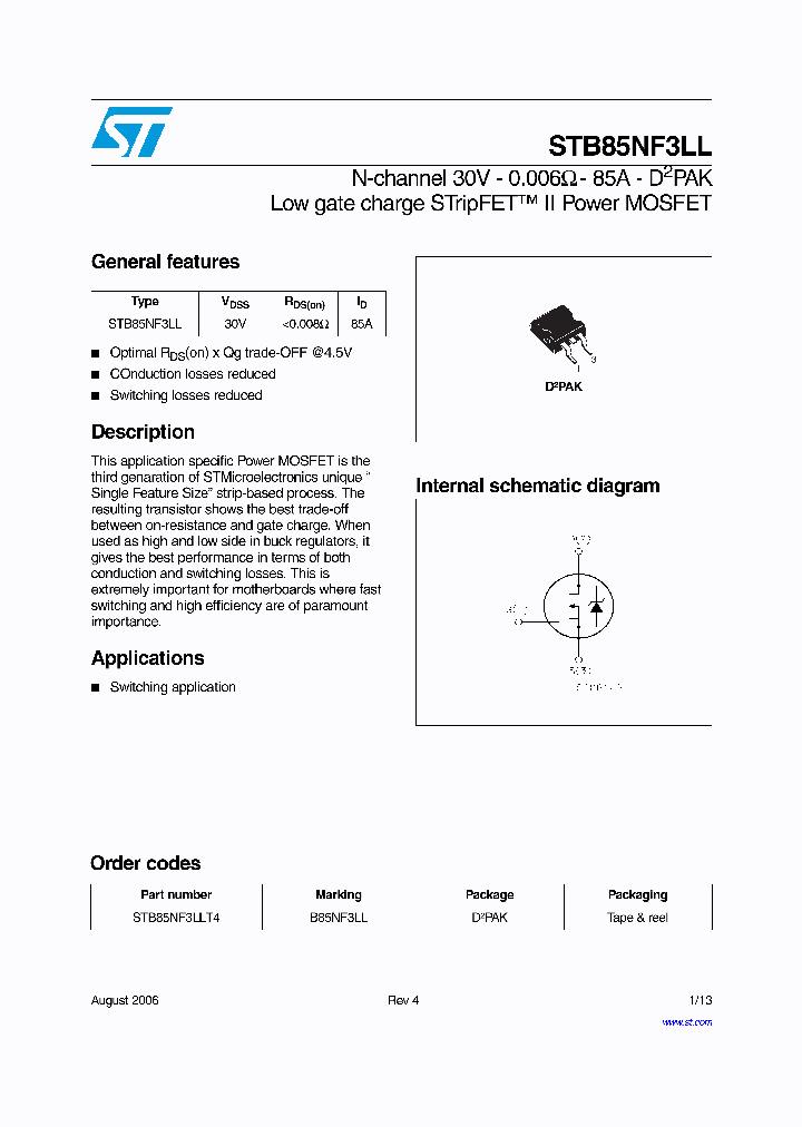 STB85NF3LLT4_738688.PDF Datasheet