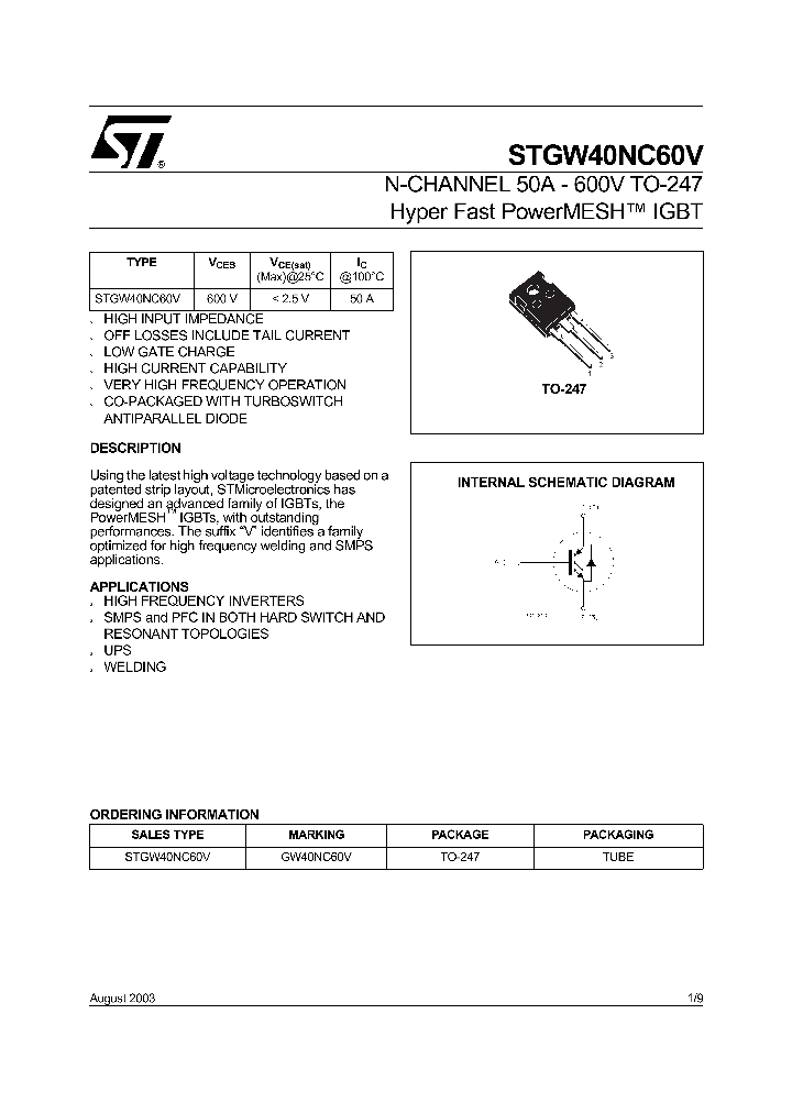 STGW40NC60V_738821.PDF Datasheet
