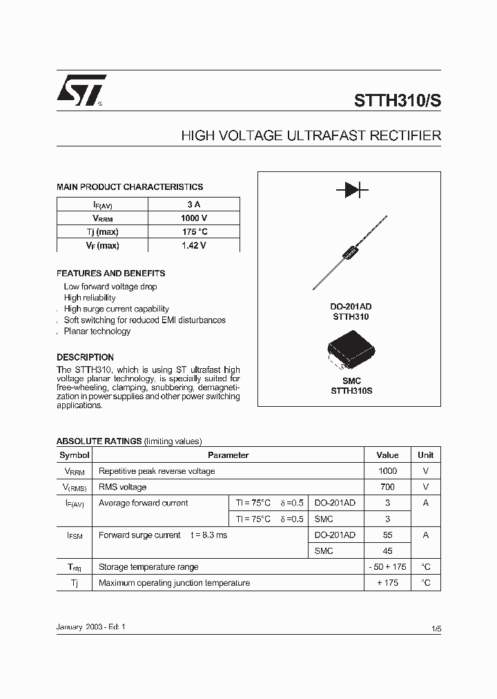 STTH310_690012.PDF Datasheet