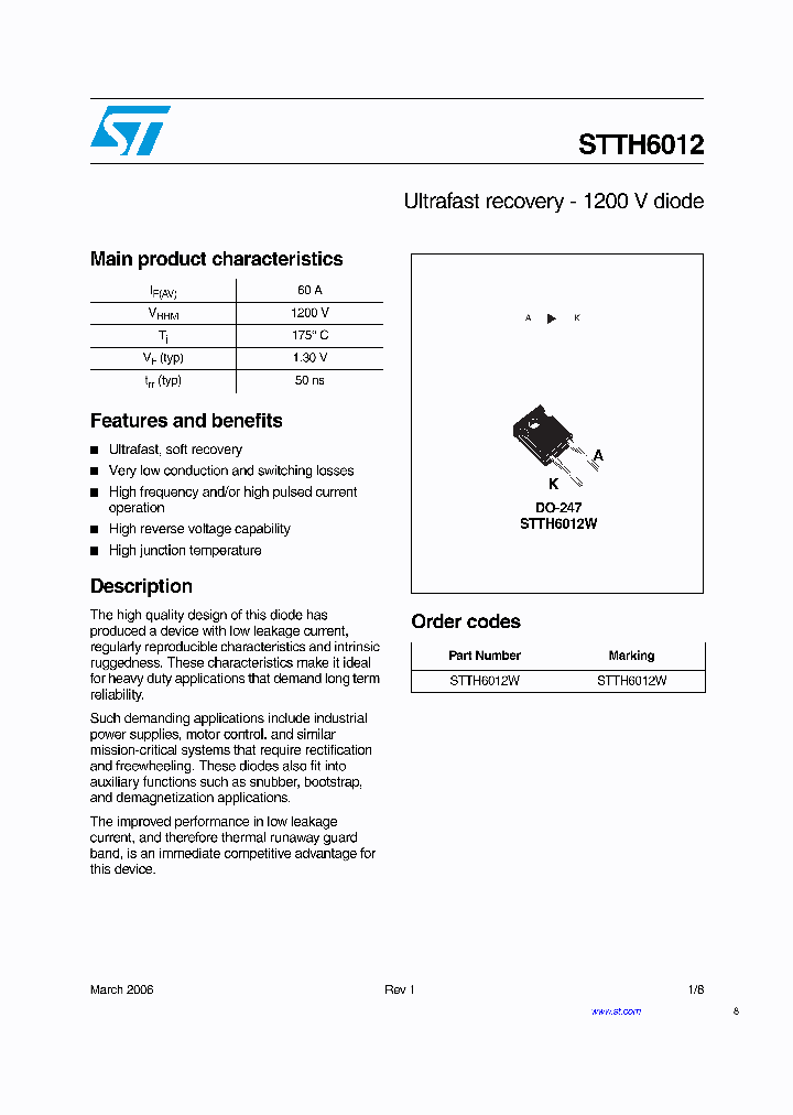 STTH6012_726644.PDF Datasheet