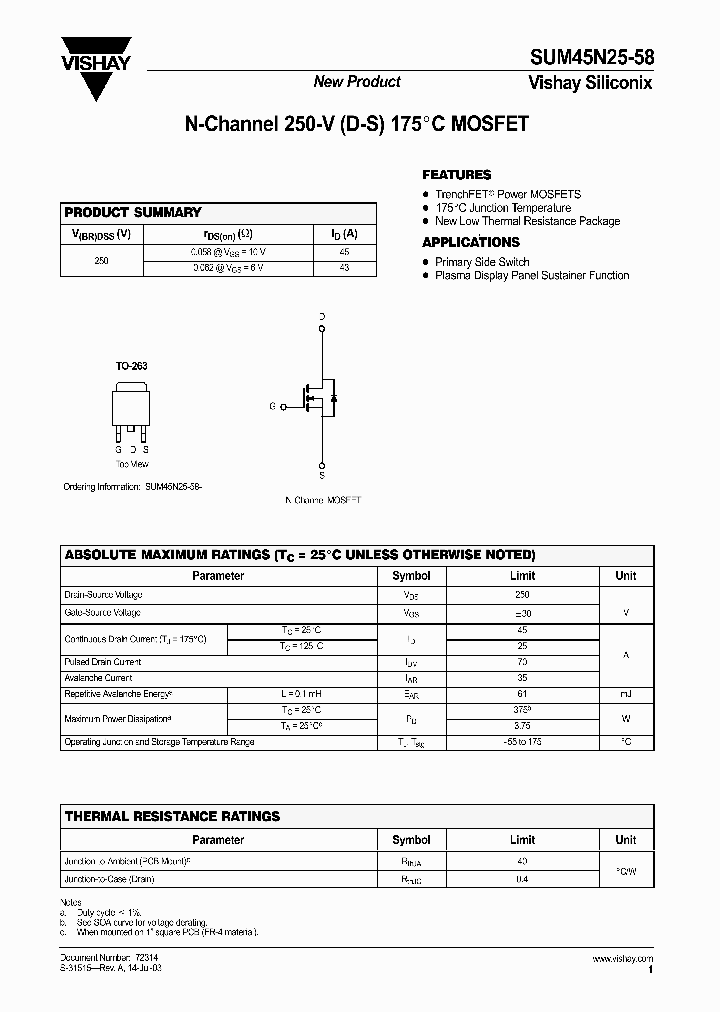 SUM45N25-58_599950.PDF Datasheet