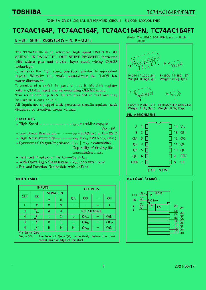 TC74AC164P_304551.PDF Datasheet