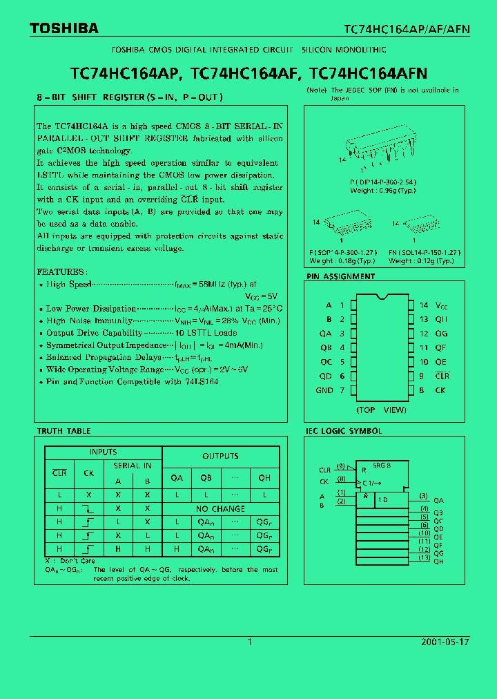 TC74HC164AFN_793402.PDF Datasheet