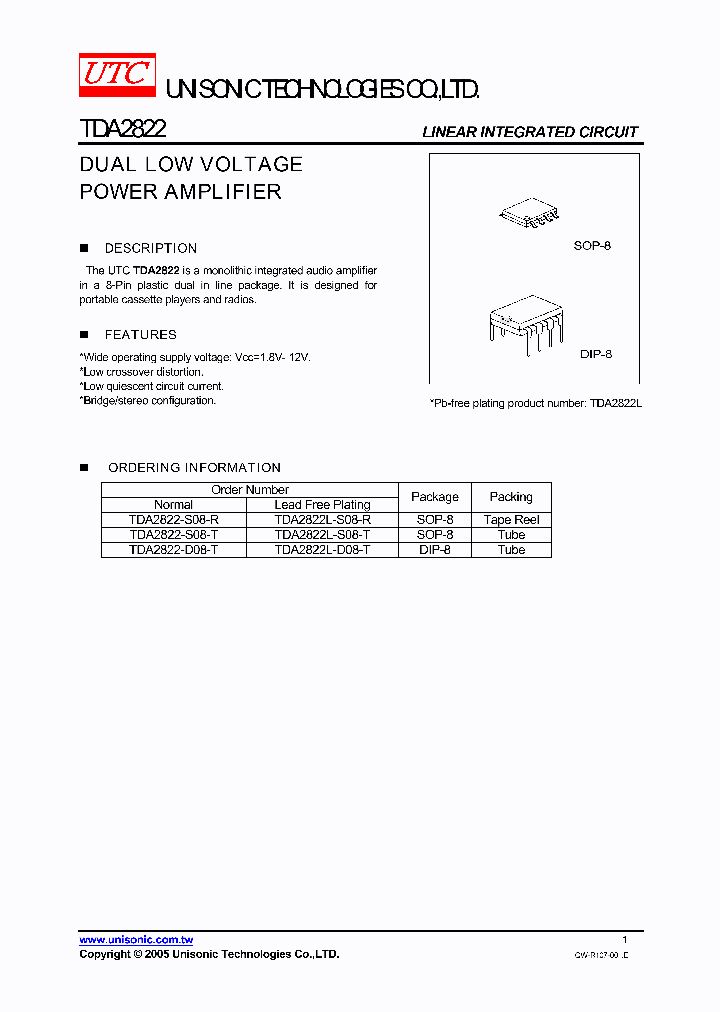 TDA2822-S08-T_604525.PDF Datasheet