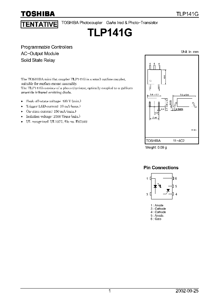 TLP141G_600407.PDF Datasheet