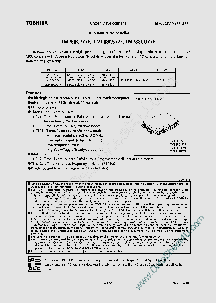 TMP88CP77F_712714.PDF Datasheet