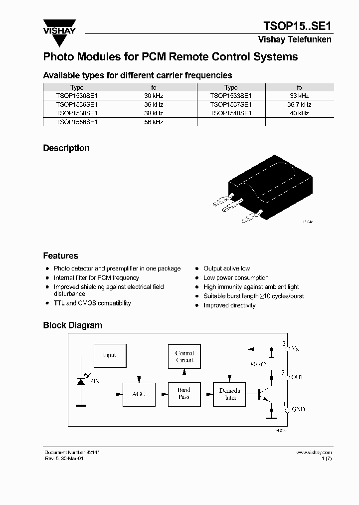 TSOP1530SE1_724174.PDF Datasheet