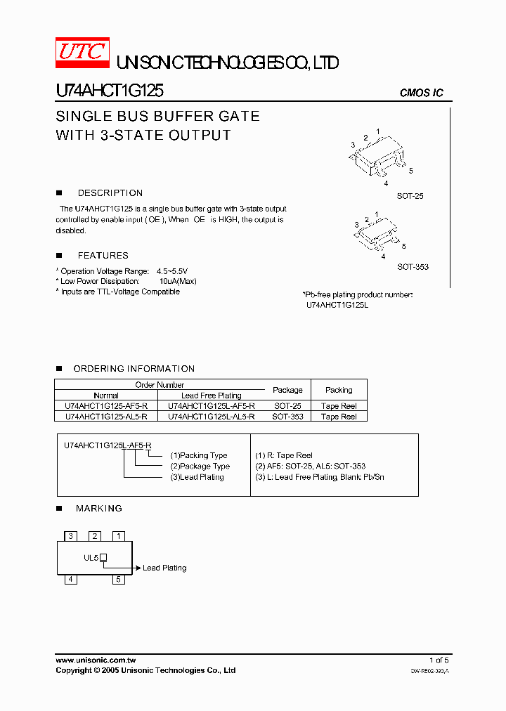 U74AHCT1G125-AL5-R_749405.PDF Datasheet
