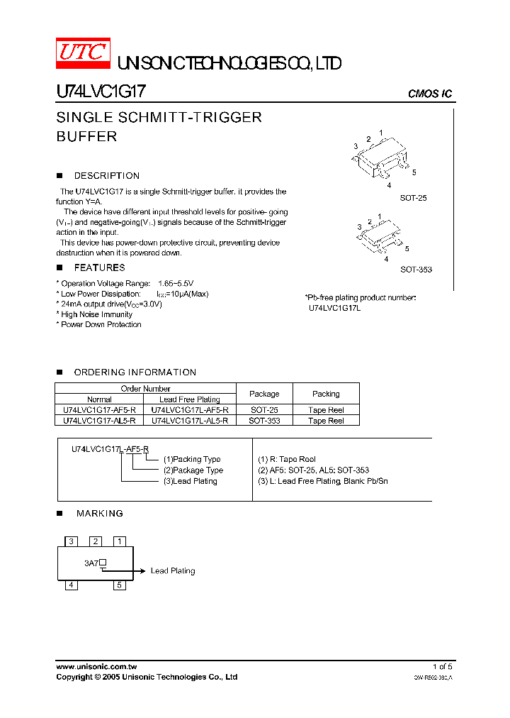 U74LVC1G17-AF5-R_749502.PDF Datasheet