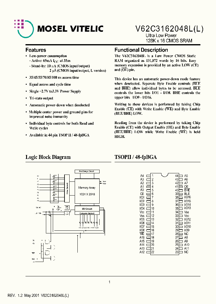 V62C3162048LL-70T_381927.PDF Datasheet
