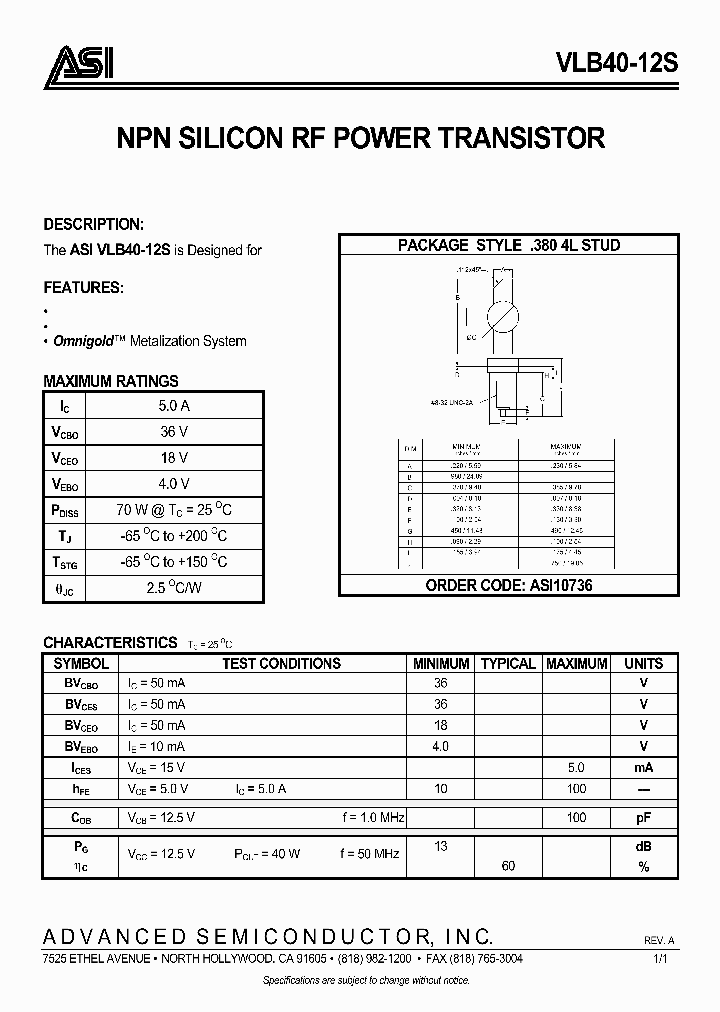 VLB40-12S_762309.PDF Datasheet