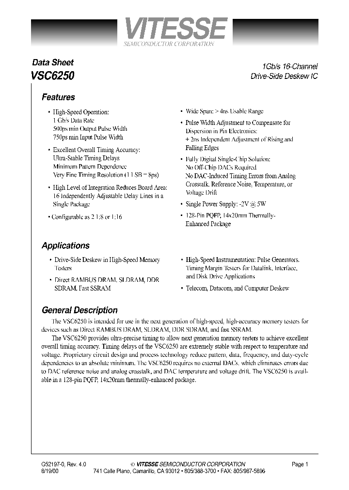 VSC6250_736054.PDF Datasheet