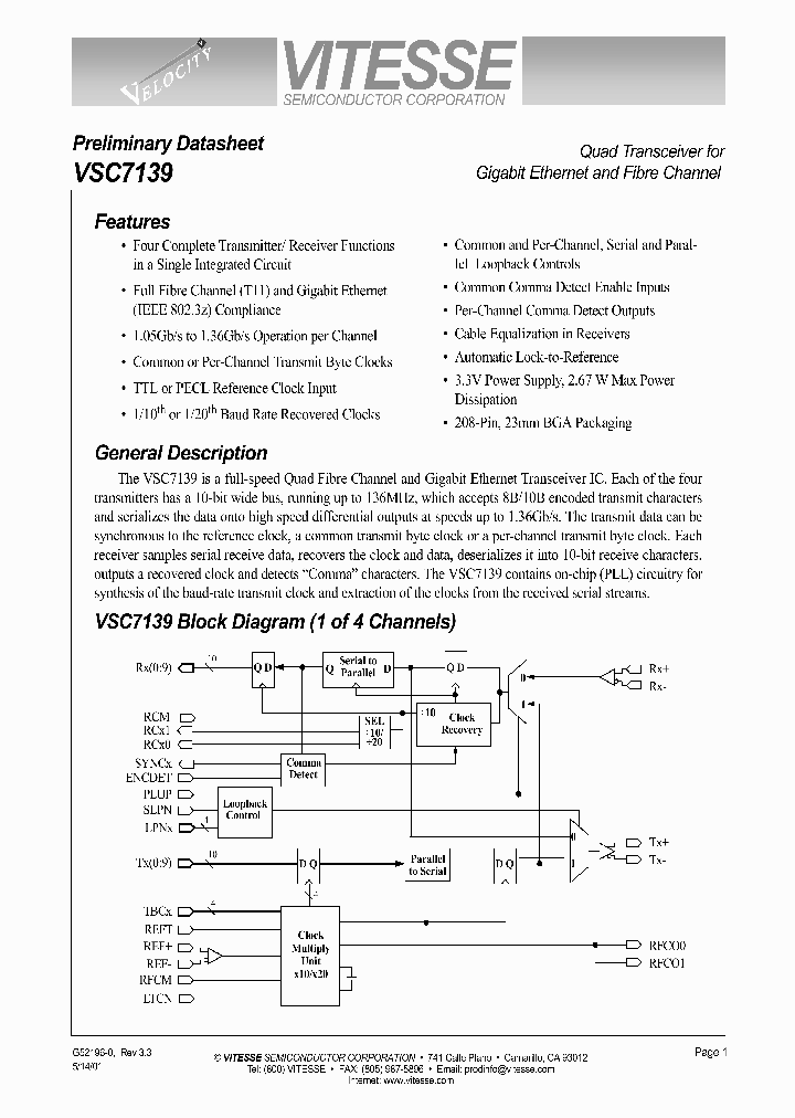 VSC7139TW_726180.PDF Datasheet